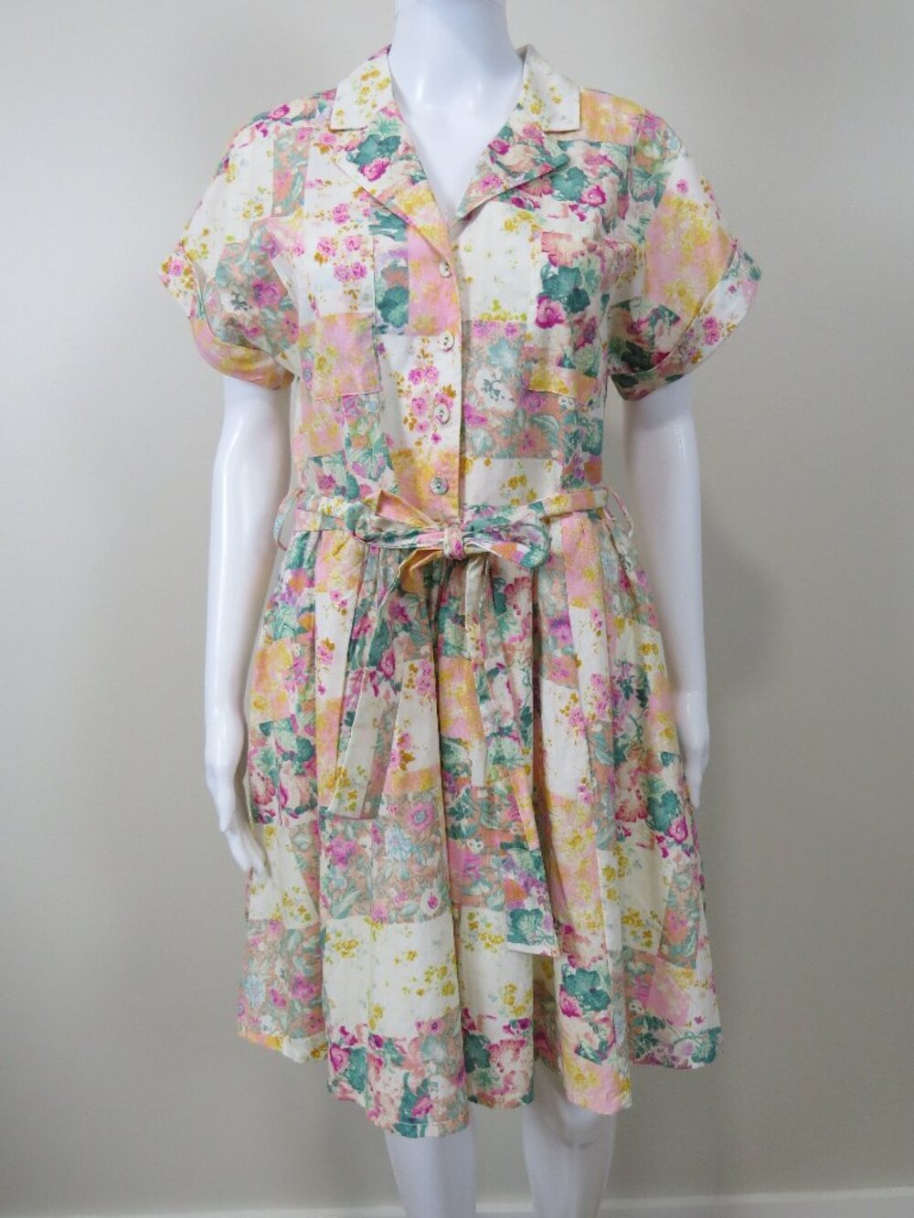 &merci Floral Patchwork Print Cotton Dress, Pockets, Lined SIZE Large